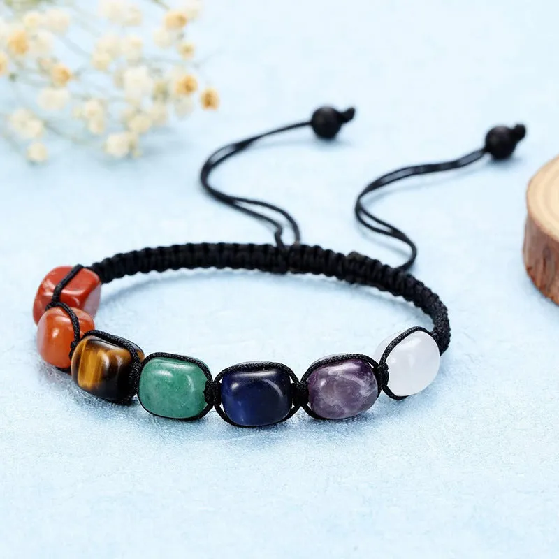 Wholesale Colorful Natural Stone Handwoven Tiger Eye Stone Agate Crystal Bracelets Yoga Bracelets