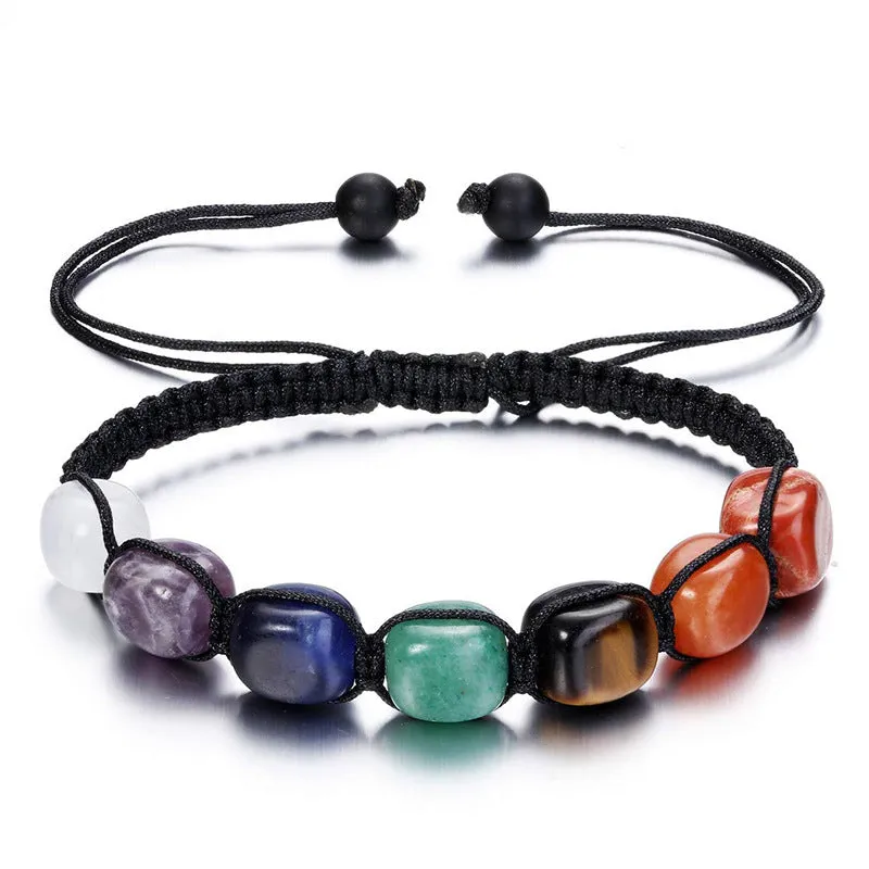 Wholesale Colorful Natural Stone Handwoven Tiger Eye Stone Agate Crystal Bracelets Yoga Bracelets