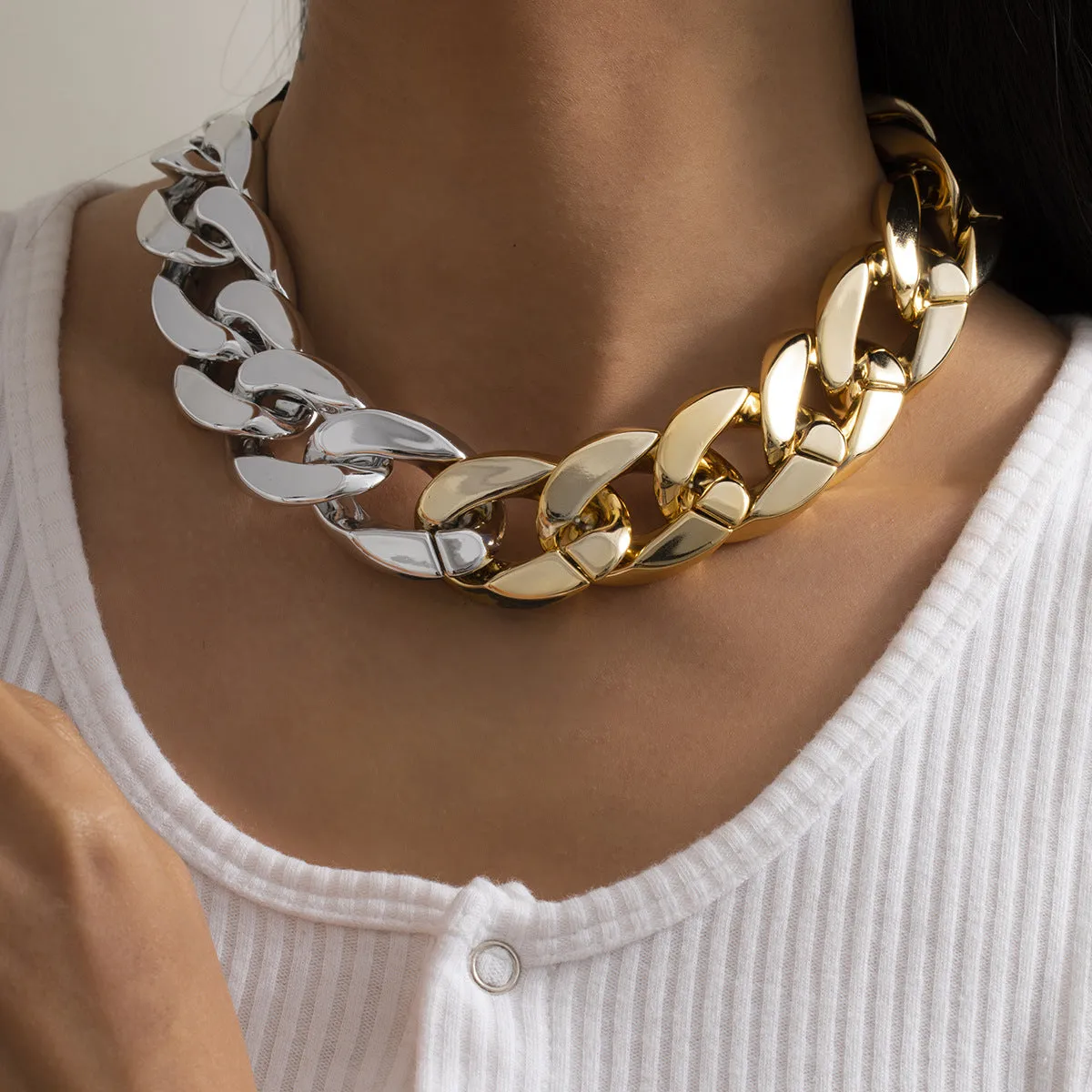 Wholesale Jewelry Aluminum Trendy Stitching Simple Necklace