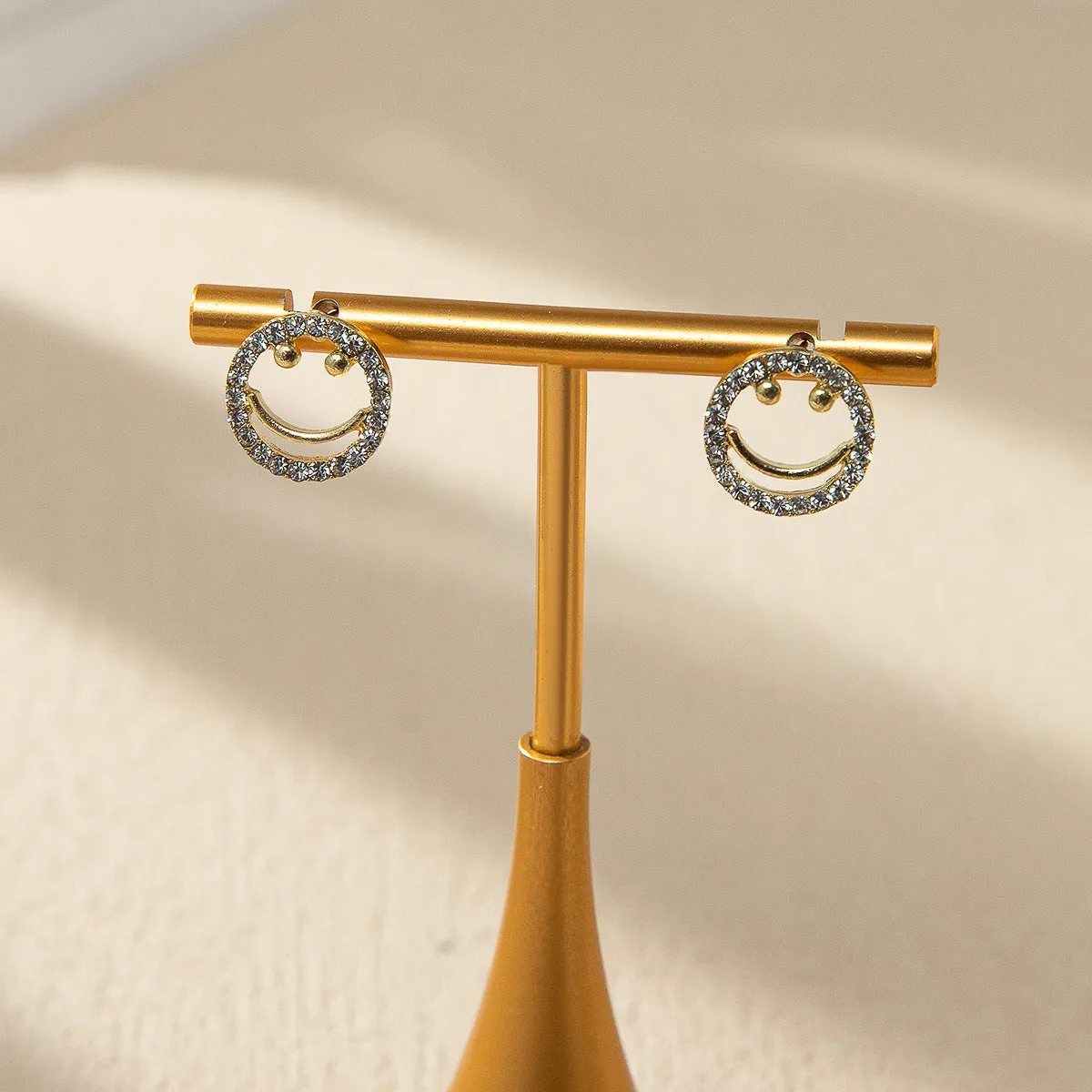 Wholesale Sparkling Rhinestone Smiley Face Earrings