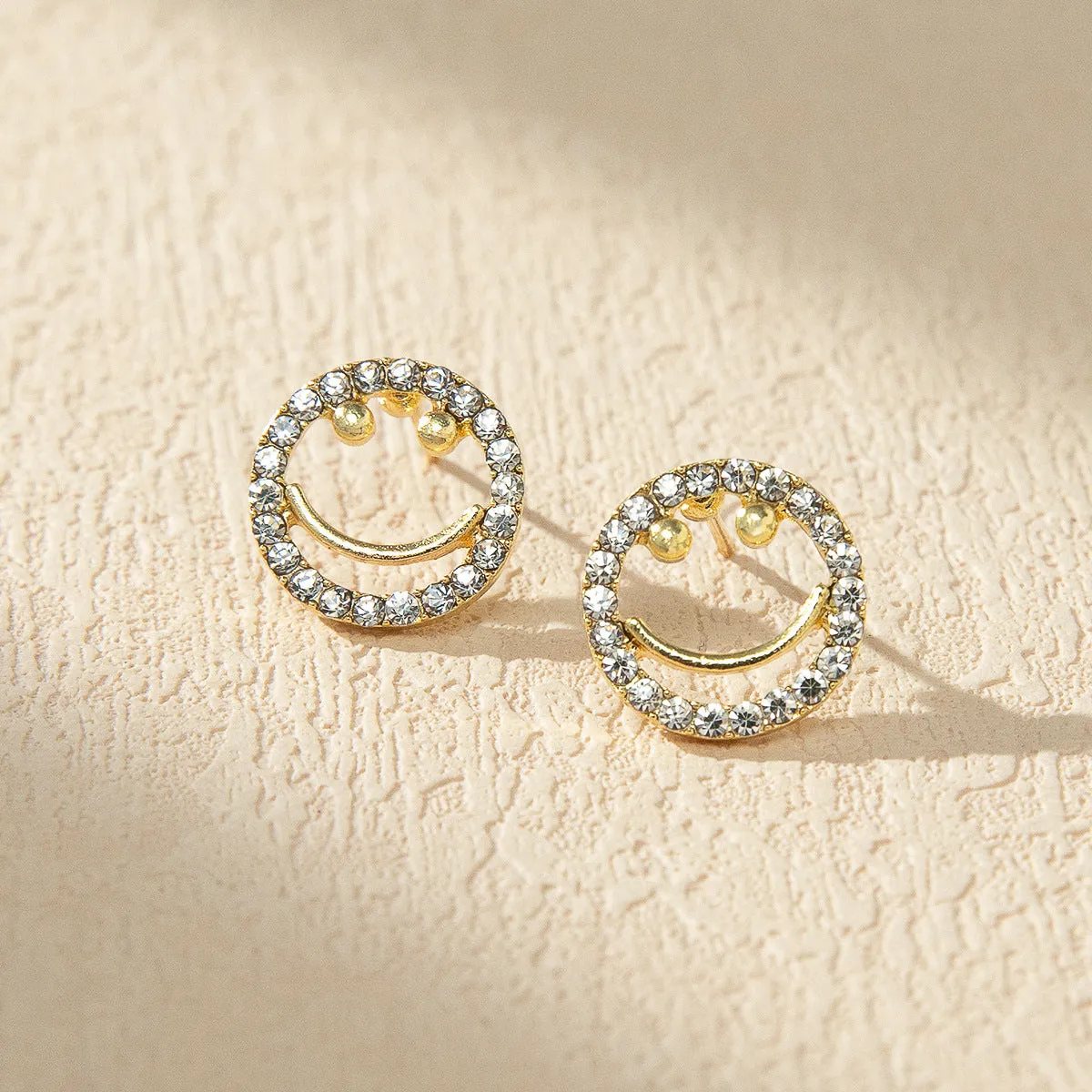 Wholesale Sparkling Rhinestone Smiley Face Earrings