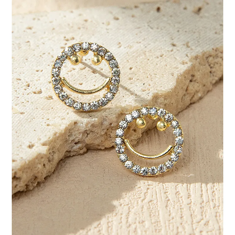 Wholesale Sparkling Rhinestone Smiley Face Earrings