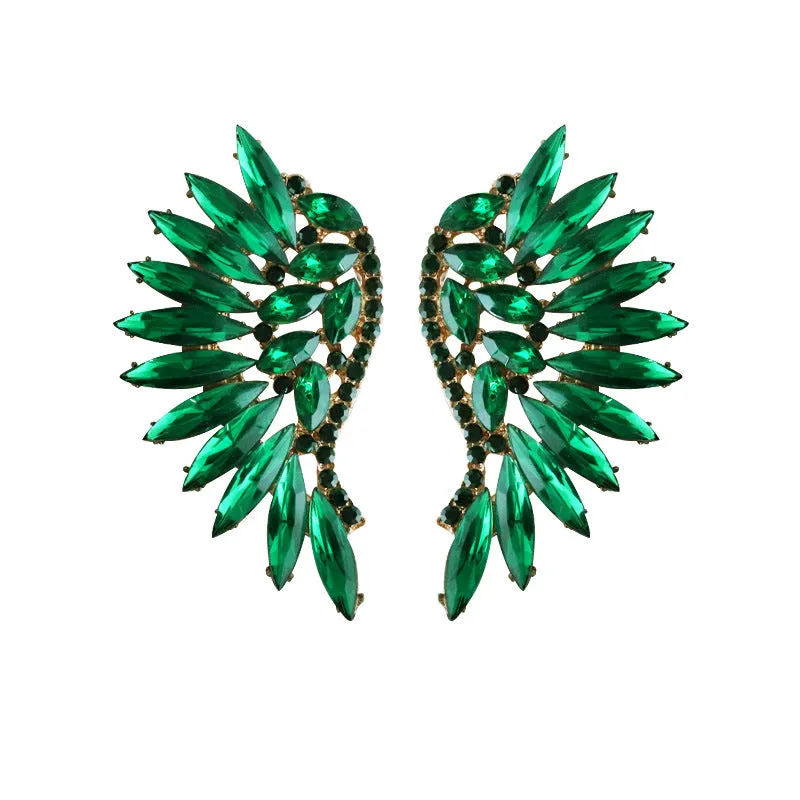 Wholesale Vintage Super Sparkling Diamond Wing Earrings