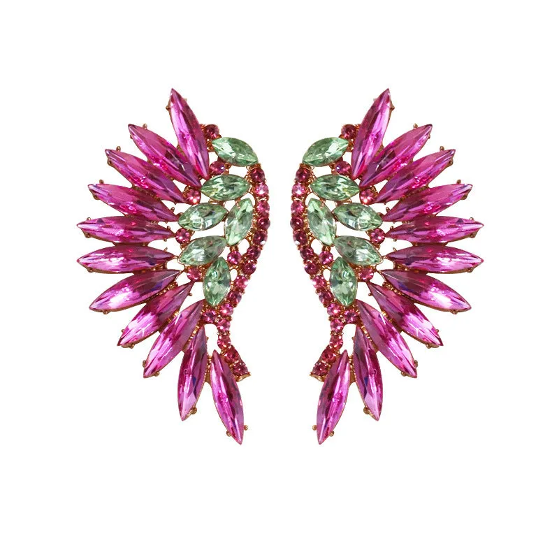 Wholesale Vintage Super Sparkling Diamond Wing Earrings