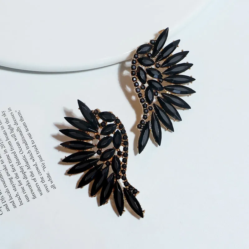 Wholesale Vintage Super Sparkling Diamond Wing Earrings