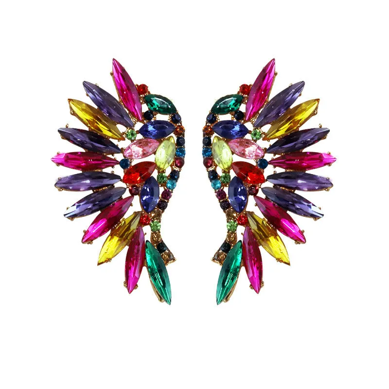 Wholesale Vintage Super Sparkling Diamond Wing Earrings
