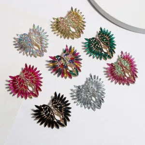 Wholesale Vintage Super Sparkling Diamond Wing Earrings