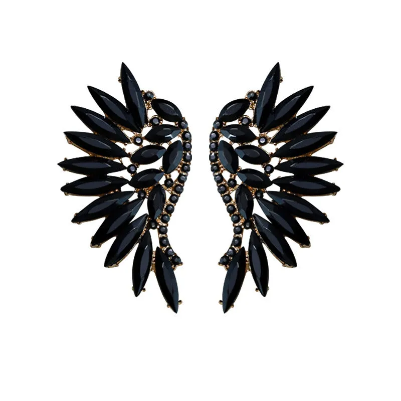 Wholesale Vintage Super Sparkling Diamond Wing Earrings
