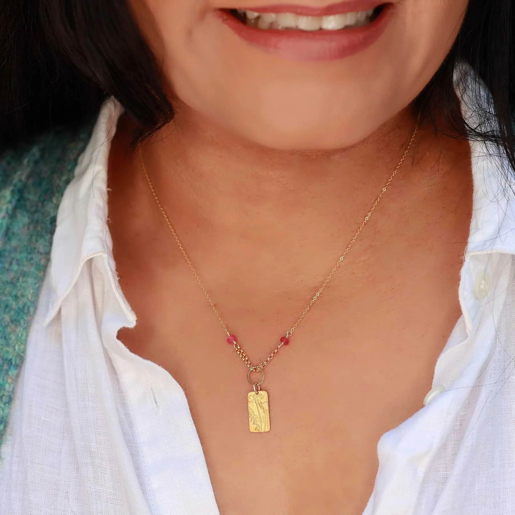 Wild Poppies - Delicate Gold Pendant Necklace