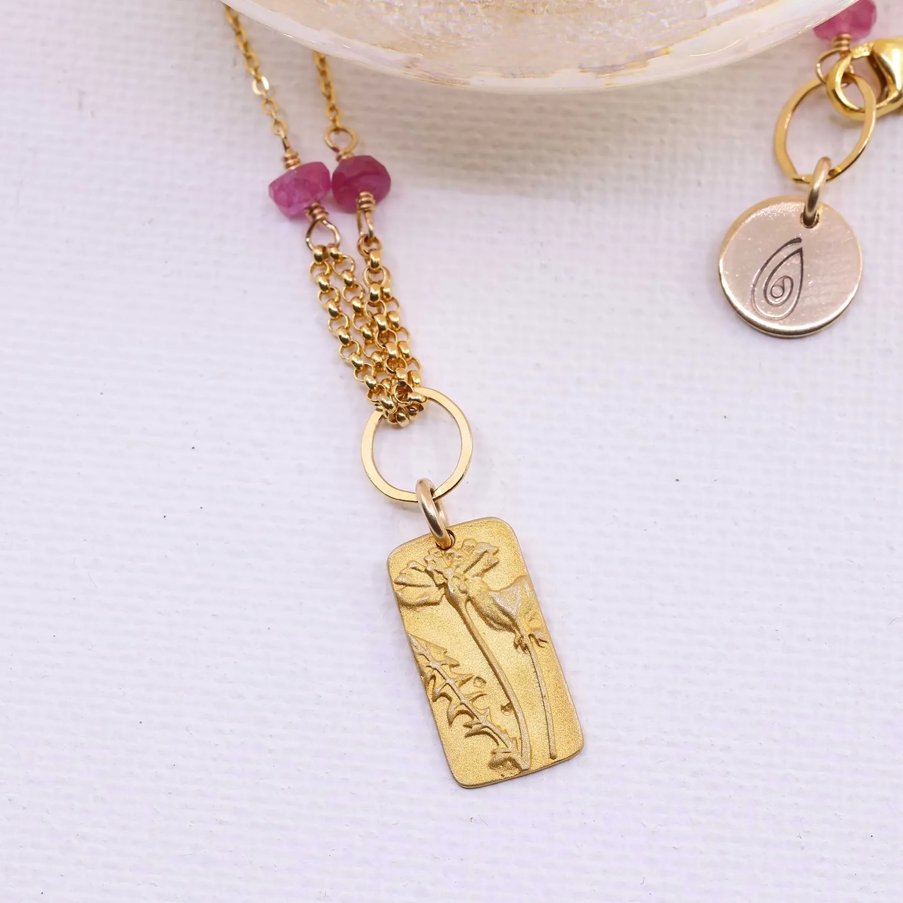 Wild Poppies - Delicate Gold Pendant Necklace