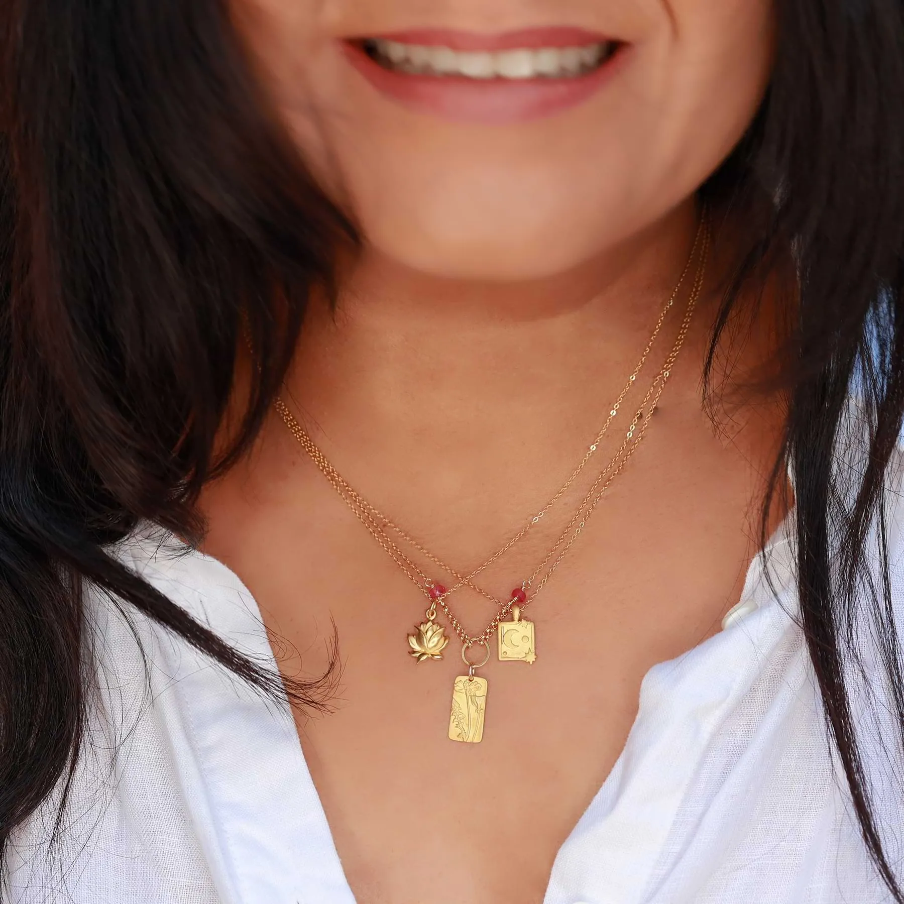 Wild Poppies - Delicate Gold Pendant Necklace