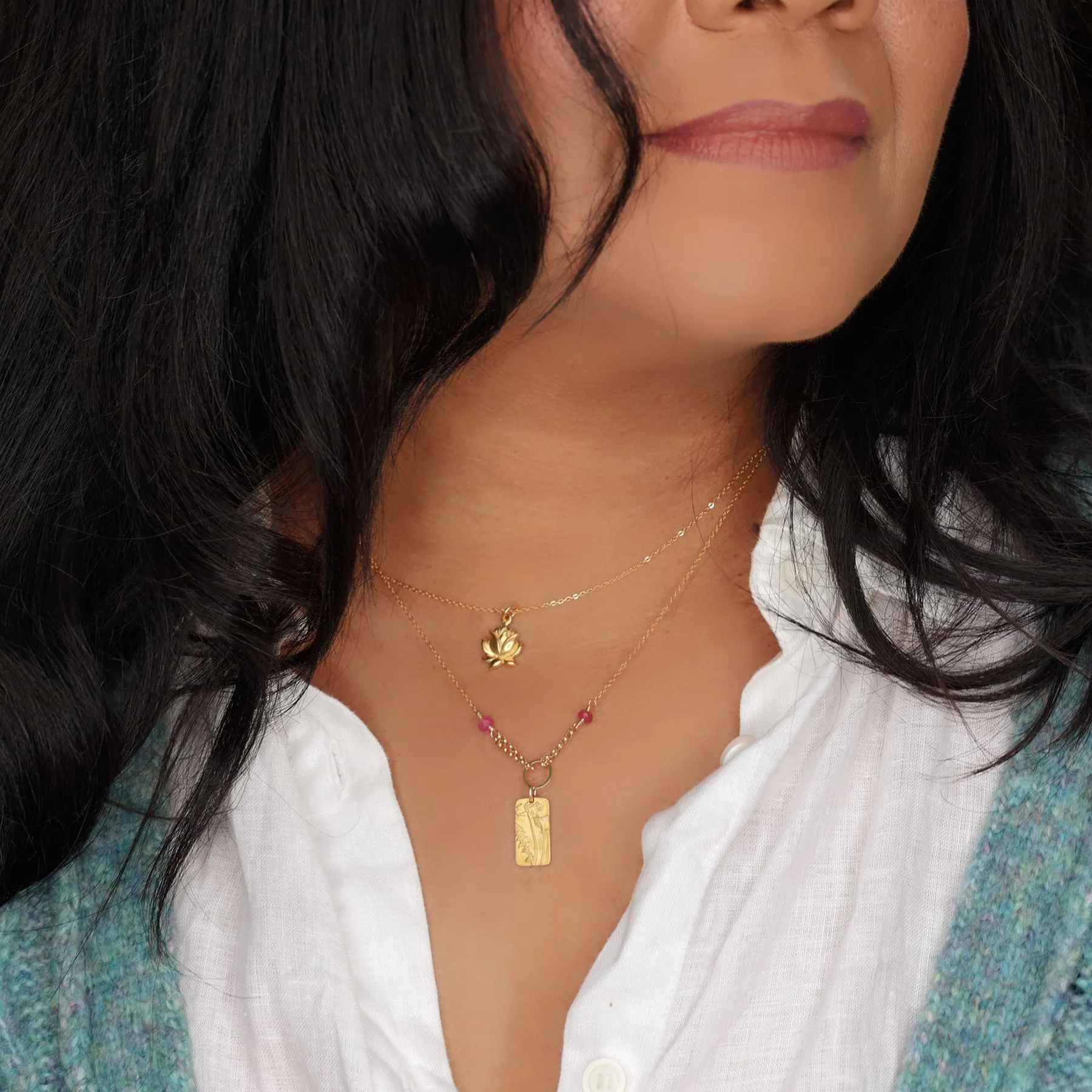 Wild Poppies - Delicate Gold Pendant Necklace