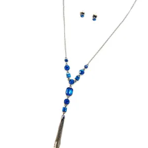 Women Blue Crystal Pendant Necklace Tassles Long Section Necklace Jewelry Accessories wholesale