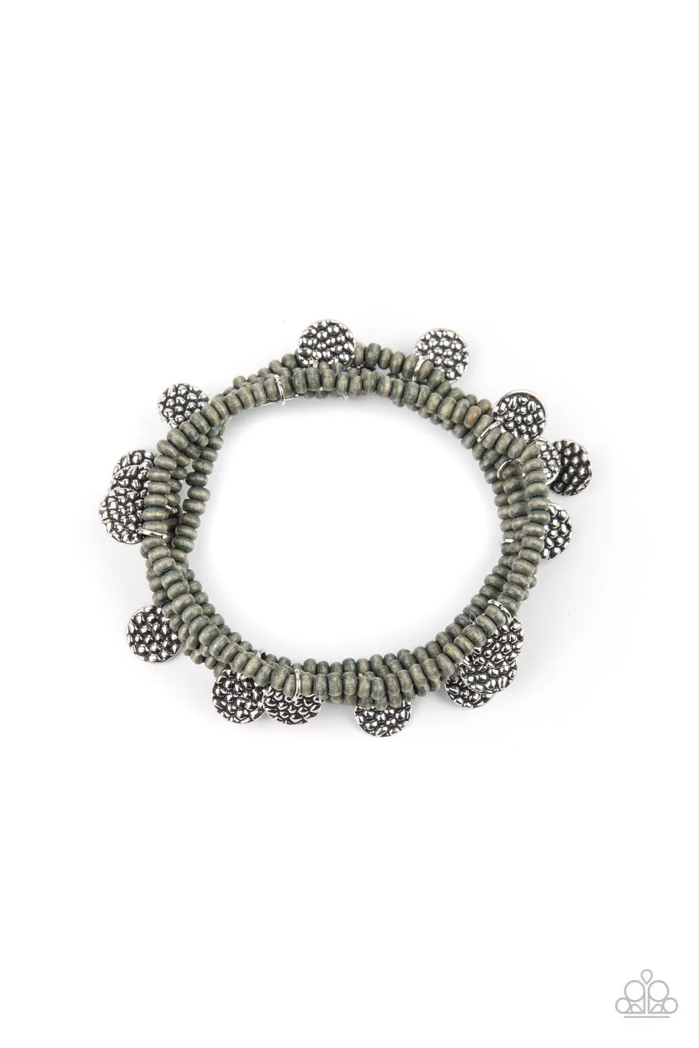 WOODn’t Count It - Silver Wood Bracelet-Paparazzi