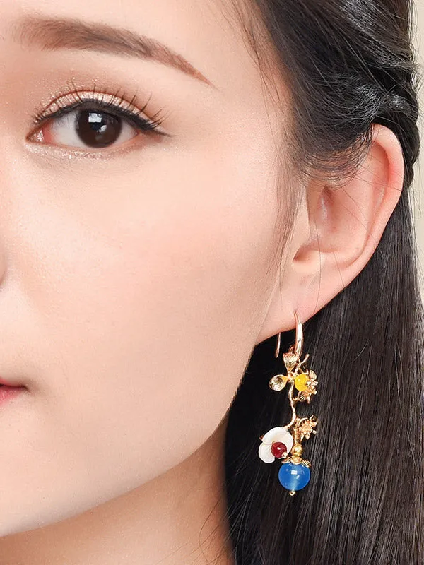 xakxx Vintage Asymmetric Plum Blossom Branch Earrings