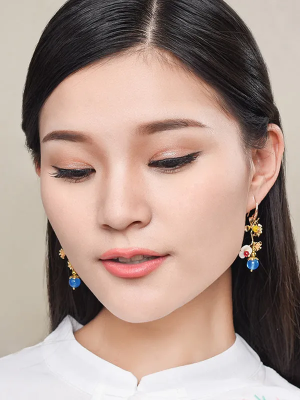 xakxx Vintage Asymmetric Plum Blossom Branch Earrings