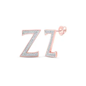Z Initial Sparkling Rose Gold Diamond Earrings